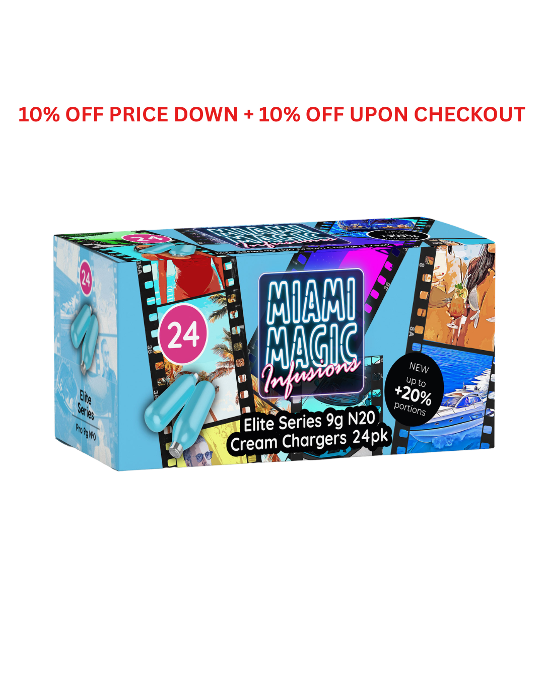 Miami Magic 9g N2O Cream Chargers - 24 Packs